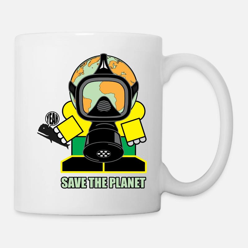 Le masque à gaz du globe sauve la planète - Mug blanc - blanc
