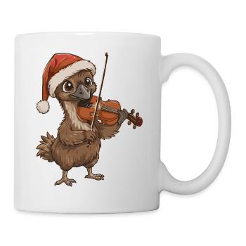 Un oiseau émeu de Noël jouant du violon - Mug blanc - blanc - Droite