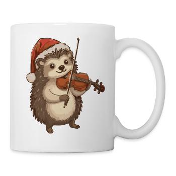 Weihnachts-Igel-Tier spielt Geige - Tasse - Weiß - Rechts