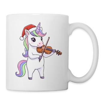 Weihnachten-Einhorn Magisches Geigespiel - Tasse - Weiß - Rechts
