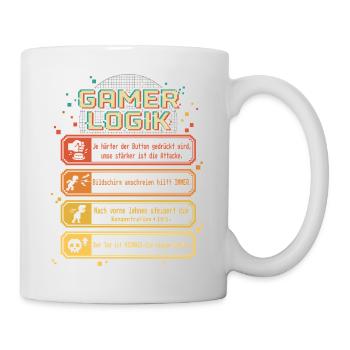 Gamer Logic Funny Gaming Design Retro Pixel - Mug - white - Right