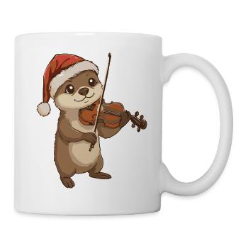 Christmas Otter Animal Playing Violin Art - Mug - white - Right
