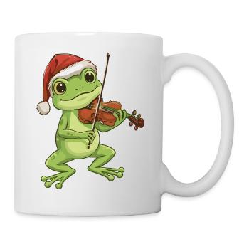 Christmas Frog Animal Playing Violin Art - Mug - white - Right