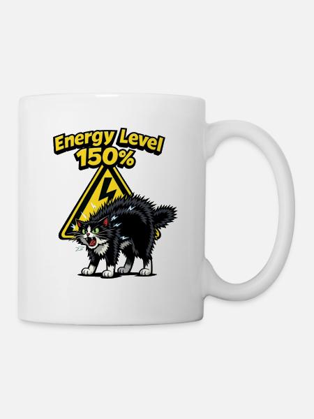 Niveau d’énergie 150 % Chat chargé - Mug blanc - blanc