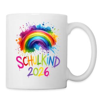 Schulkind 2026 Regenbogen - Tasse - Weiß - Rechts