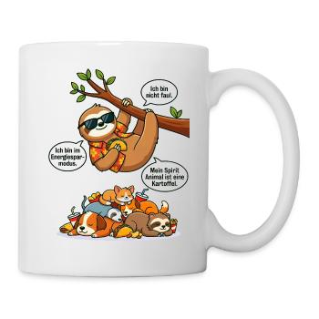 Paresseux économe en énergie et petit animal - Mug blanc - blanc - Droite