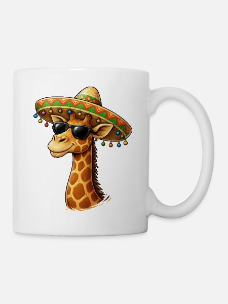 Giraffe im Sombrero und Sonnenbrille - Tasse - Weiß