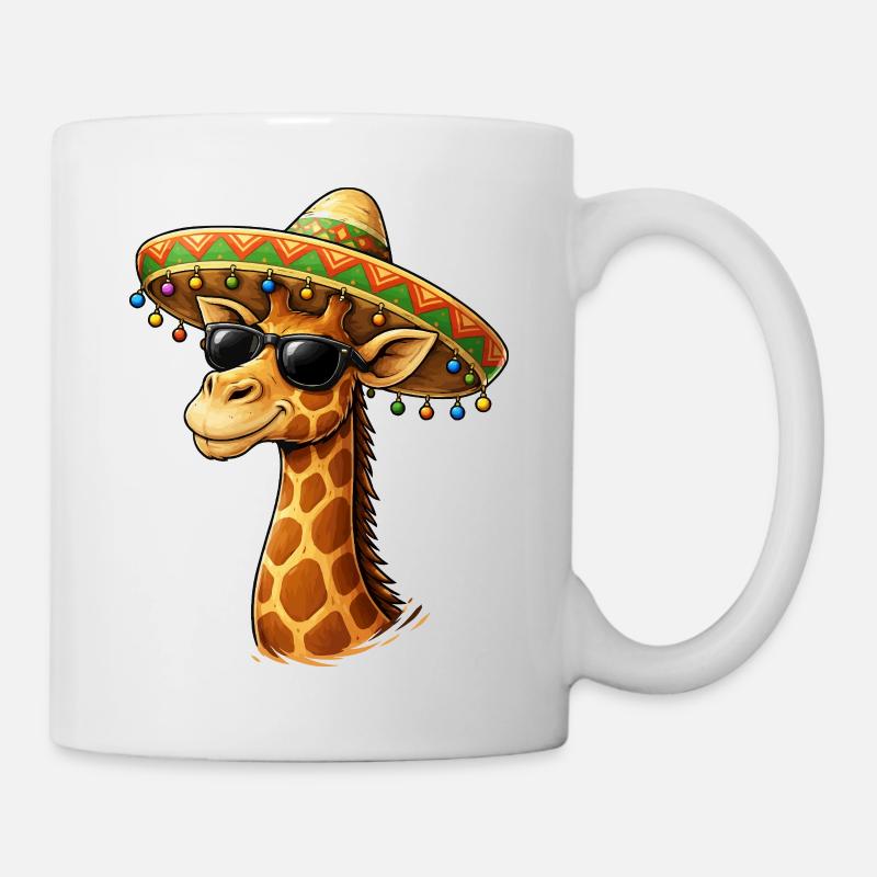 Giraffe im Sombrero und Sonnenbrille - Tasse - Weiß