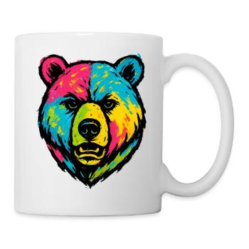 Bär schlecht geleckte Pop-Art - Tasse - Weiß - Rechts