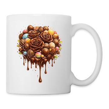 Schokoladenstrauß mit Pralinen Illustration - Tasse - Weiß - Rechts