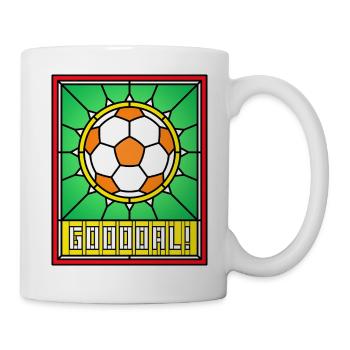 Buntglas-Fußball - Tasse - Weiß - Rechts