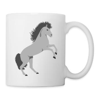 Steigender Schimmel Pferd - Tasse - Weiß - Rechts