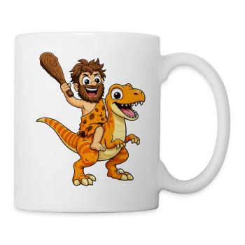 Aventure de l’homme des cavernes avec Dino - Mug blanc - blanc - Droite