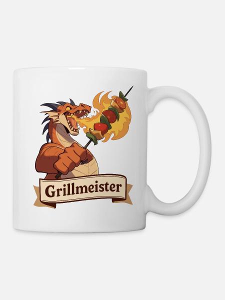 Vegetarischer Grillmeister Drache - Tasse - Weiß