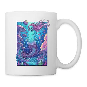 Unterwasser-Alien mit leuchtendem Haar - Tasse - Weiß - Rechts