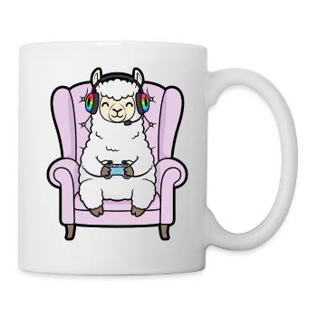 Gamer Llama Alpaca Playing Video Games Art - Mug - white - Right