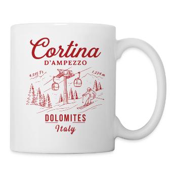 Cortina d'Ampezzo Italy Ski Resort - Vintage Dolom - Tasse - Weiß - Rechts