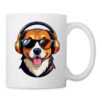 Hund mit Kopfhörer Beat Dog cooles Aussie Motiv - Tasse - Weiß - Rechts