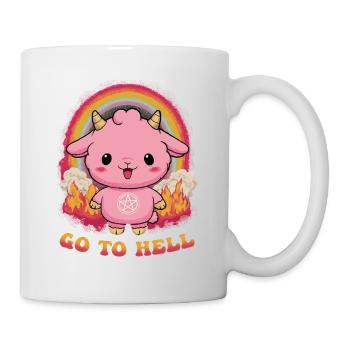 Démon rose avec arc-en-ciel - Mug blanc - blanc - Droite