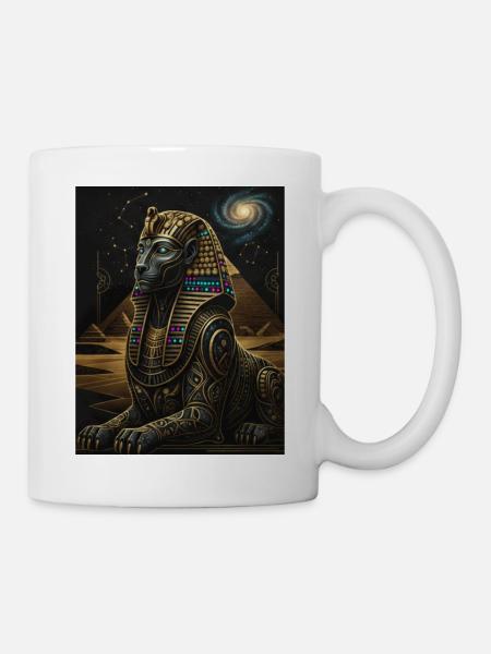 Cosmic Anubis Sphinx in Gold - Mug - white