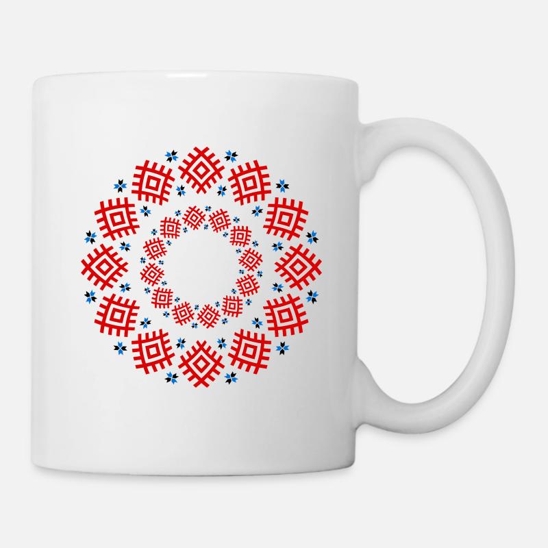 Ukrainisches Ethno-Ornament - Traditionelle rote u - Tasse - Weiß