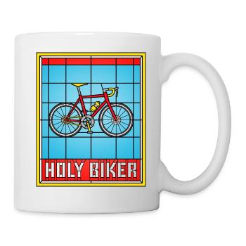 Heiliger Biker Buntglas-Fahrrad - Tasse - Weiß - Rechts
