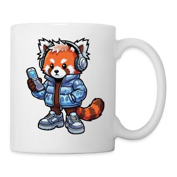 Roter Panda mit Kopfhörern 90er - Tasse - Weiß - Rechts
