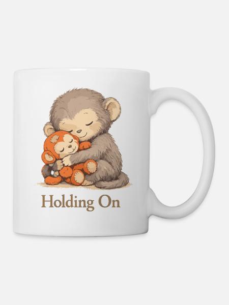 Ängstlicher Affe Plüschtier Trost - Tasse - Weiß