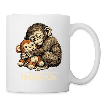 Punch Macaque Holding On Emotional Monkey Plush - Mug - white - Right