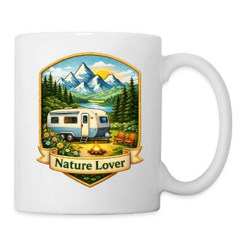 Camping in den Bergen Illustration - Tasse - Weiß - Rechts