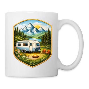 Camping Patch mit Wohnwagen   - Tasse - Weiß - Rechts