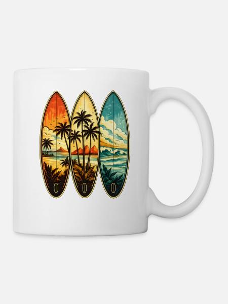 Tropisches Surf-Triptychon - Tasse - Weiß