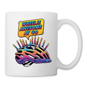 Wheelie Awesome at 40 Pop Art Cycling Birthday - Mug - white - Right