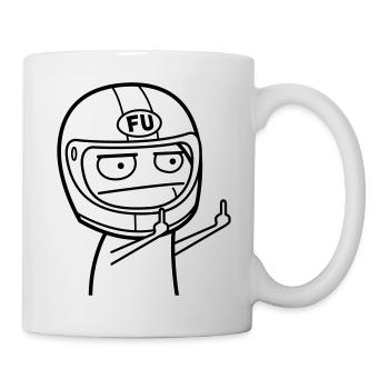FU Meme mit Motorradhelm (Farben änderbar) - Tasse - Weiß - Rechts