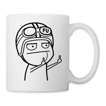 FU Meme mit Mopedhelm (Farbe änderbar) - Tasse - Weiß - Rechts