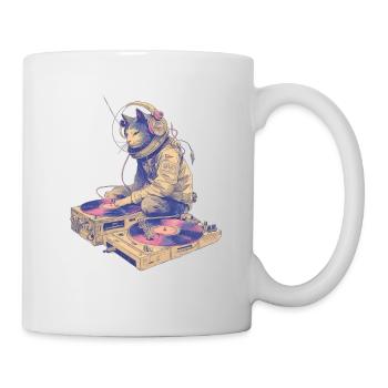 Cat DJ at the turntable - Mug - white - Right