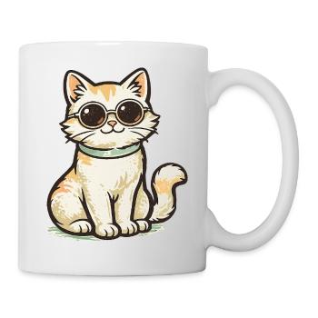 Kitten with retro sunglasses - Mug - white - Right