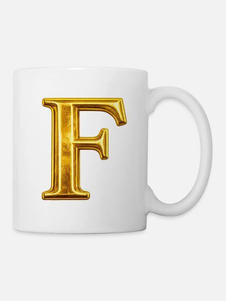 Goldener Ornamentbuchstabe F - Tasse - Weiß