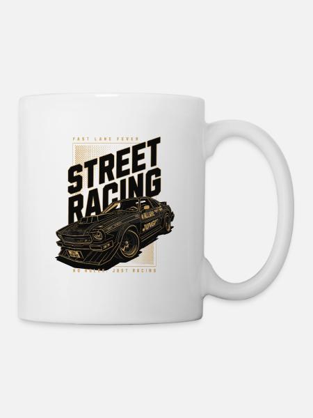 Empreinte de voiture de course urbaine - Mug blanc - blanc