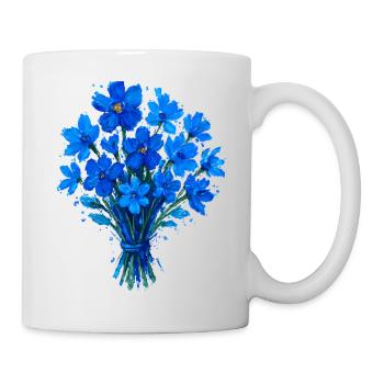 Blaues Aquarellbouquet - Tasse - Weiß - Rechts