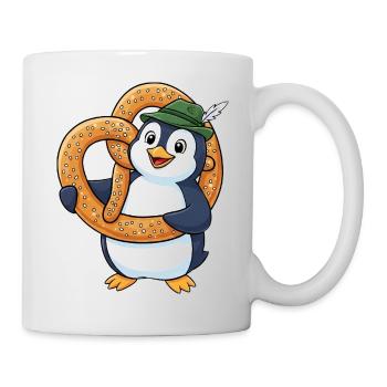 Dessin animé Bavaria du Pingouin mignon avec un bretzel - Mug blanc - blanc - Droite