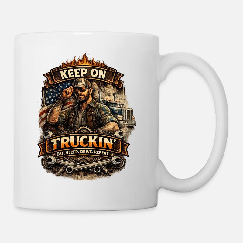 Continuez Truckin : le transport routier au point - Mug blanc - blanc