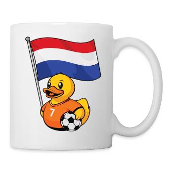 Holland Fußball Fan Ente mit Flagge, Niederlande - Tasse - Weiß - Rechts