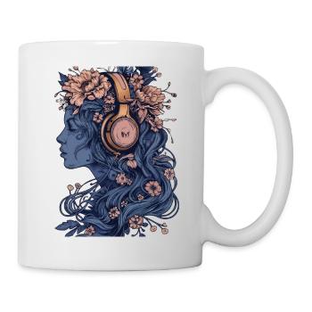 Frau mit Kopfhörer blau - Tasse - Weiß - Rechts