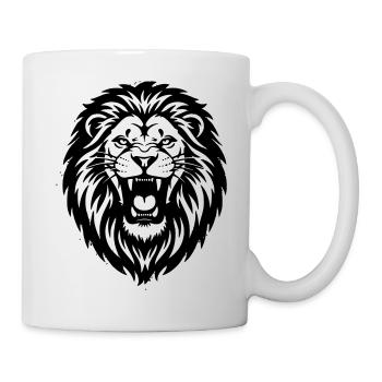 Löwe Kopf brüllend Silhouette - Tasse - Weiß - Rechts