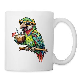 Tropical parrot with coconut inside - Mug - white - Right