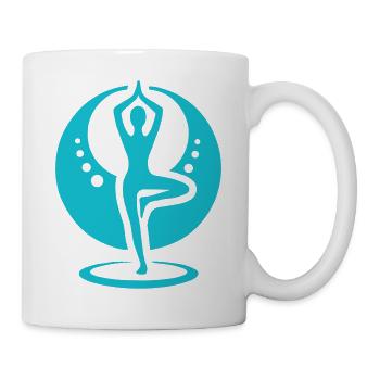 Yogic silhouette in a circle - Mug - white - Right