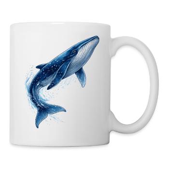 Blue whale illustration in jump - Mug - white - Right
