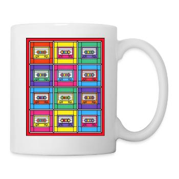 Cassettes Pop Art en vitrail - Mug blanc - blanc - Droite
