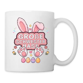 Große Schwester Hase Ostern Design - Tasse - Weiß - Rechts